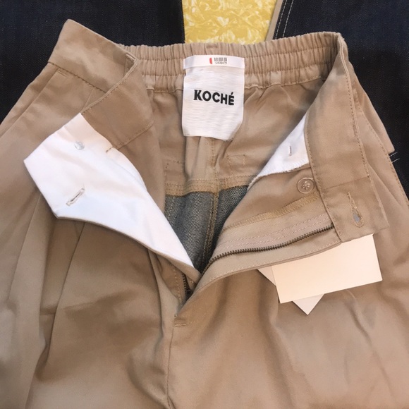 Koche Beige Crazy Check Print Trousers - Picture 10 of 14